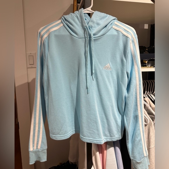 Adidas Originals 3 Stripe Baby Blue Hoodie - Picture 2 of 8